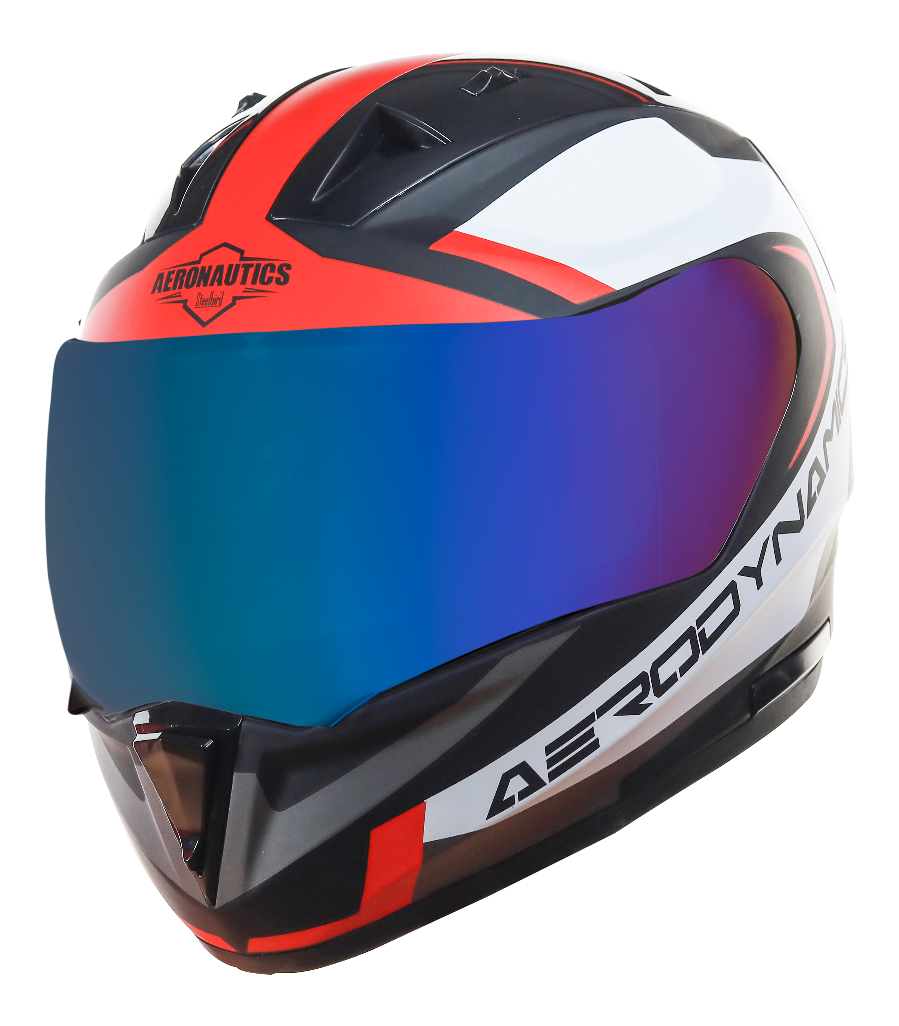 SA-1 Aerodynamics Mat Black With Red(Fitted With Clear Visor Extra Blue Chrome Visor Free)